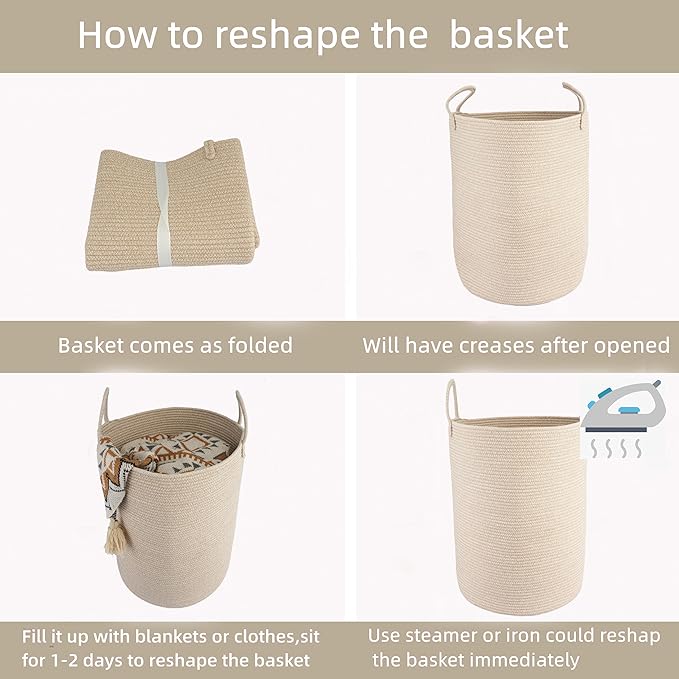 XUANGUO Cotton Rope Laundry Basket Hamper - Image 7