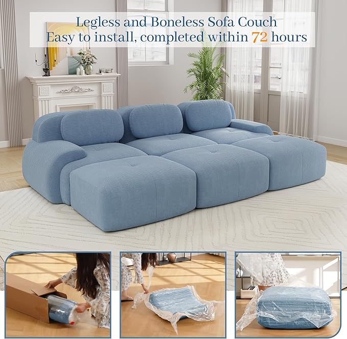 Boneless Sectional Couch, No Assembly Required, 117.3” Modular Cloud Sofa - Image 9