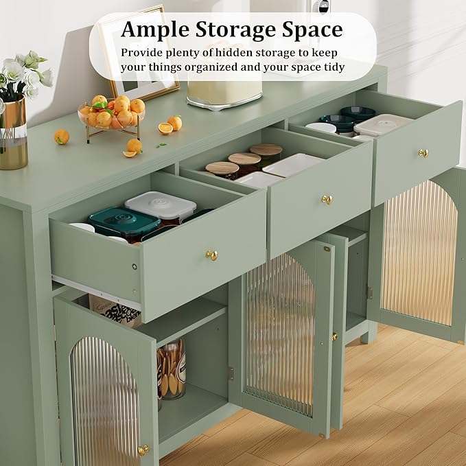 FINETONES Buffet Cabinet with Storage, 55.1" Large Sideboard Buffet, Farmhouse - Image 7