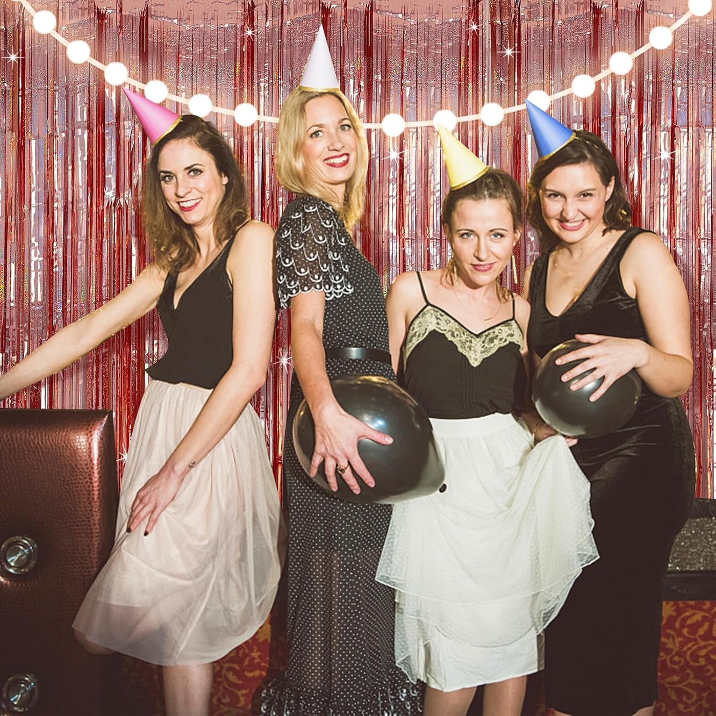 Tinsel Curtain Party Backdrop Rose Gold Birthday Decorations 10 Packs Glitter Foil Fringe Curtain Party Decor Streamers Photo Booth for Birthday Christmas Wedding Halloween Graduation Decoration