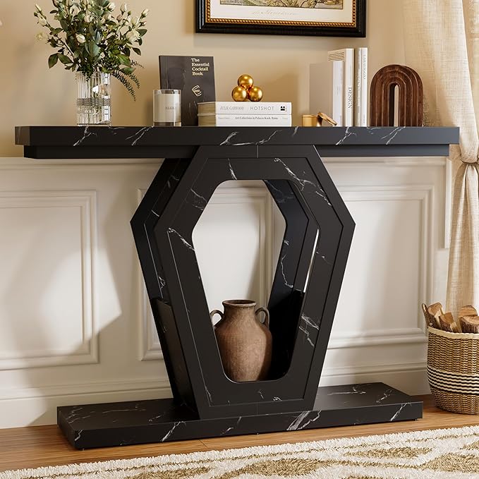 FUSUNBAO 47.3" Console Table, Openwork Bracket Sofa Table, Wood Narrow Entryway - Image 8