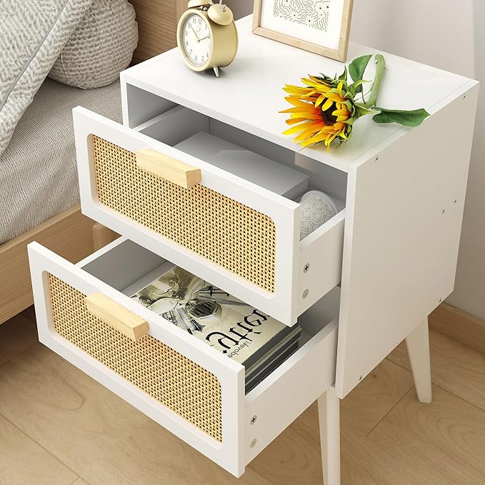 YAUKOMEL White Nightstand, Wood End Table, Side Table - Image 6