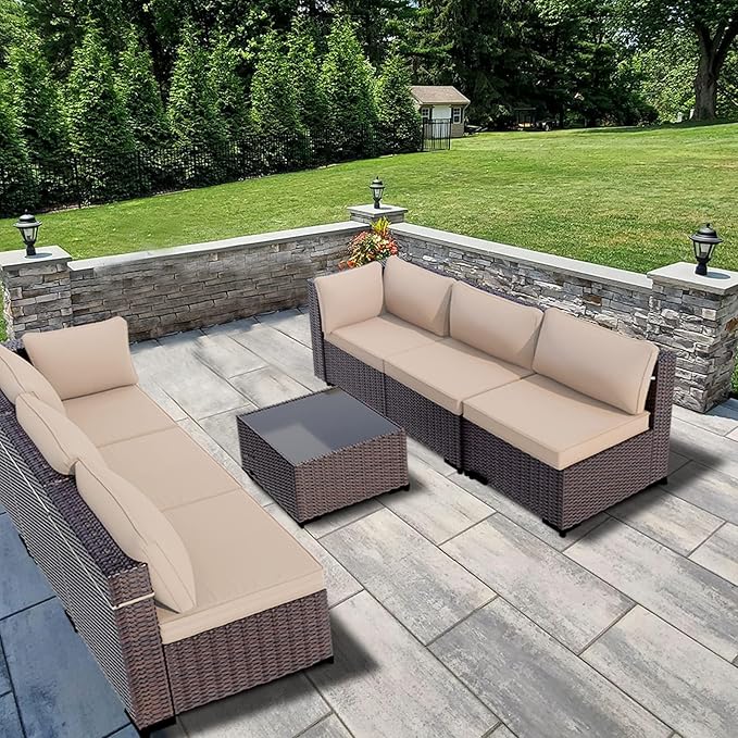 Outdoor Patio Furniture Set, 7 Pieces Outdoor Sectional Furniture Patio Sofa - Image 8