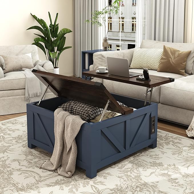 jimeimen Farmhouse Lift Top Coffee Table - Image 7