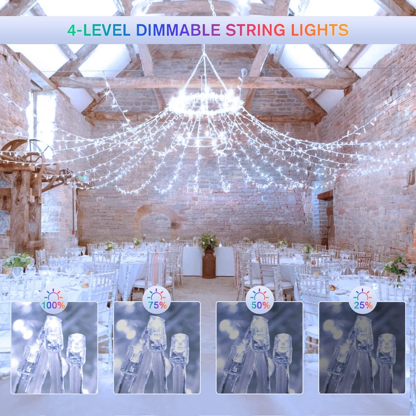 JMEXSUSS 500 LED Color Changing String Lights, 163FT White & Multicolor Christmas String Lights with Remote, Outdoor Christmas Lights Plug in for Tree House Indoor Outdoor Xmas Decor