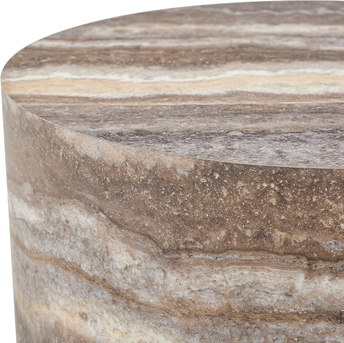 Round Coffee Table, 23.6" Modern Grey Faux Marble Drum Coffee Table, Round - Image 8