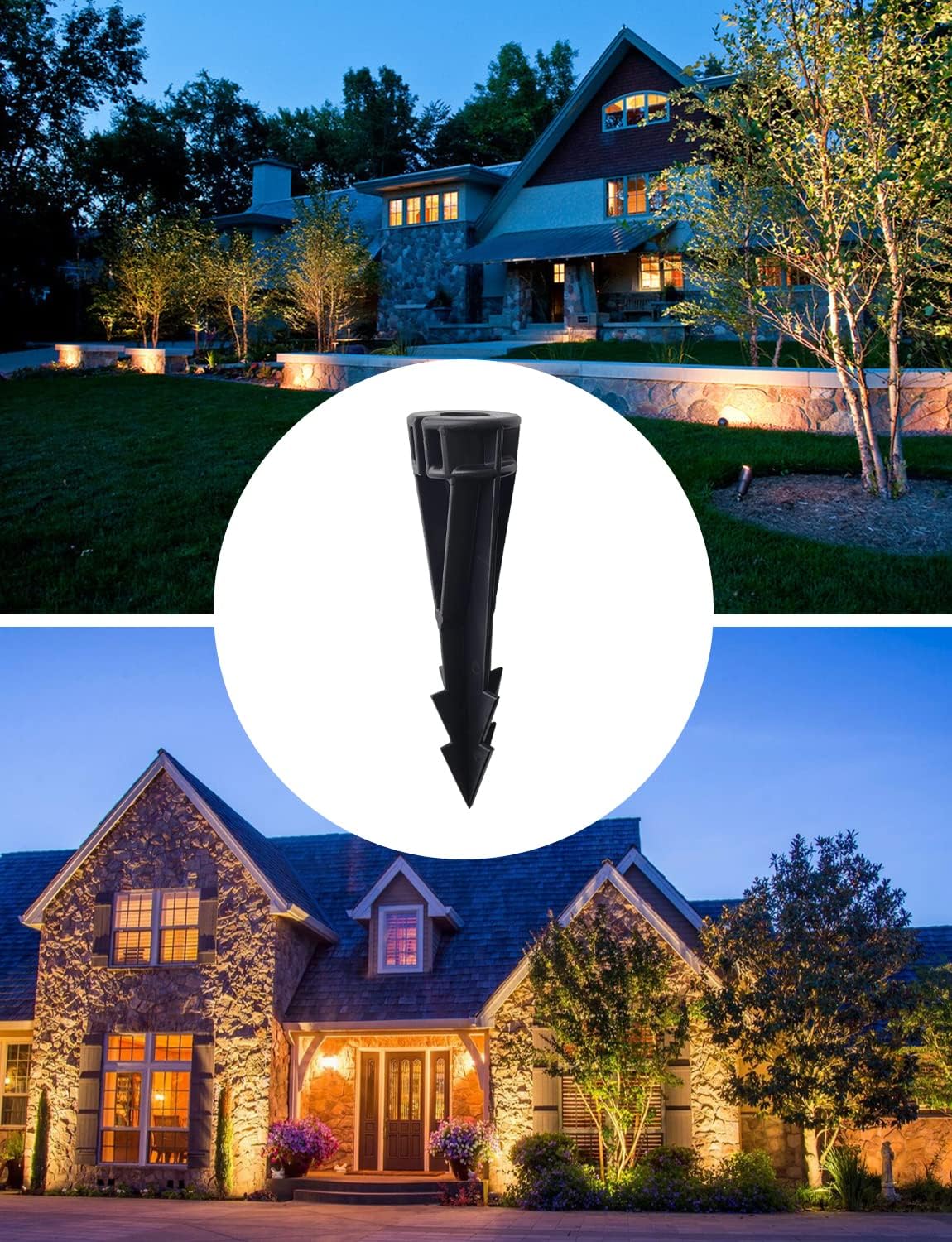 COLOER Landscape Lights 8 Inch In-Ground Stake Spikes Replacement 1/2" NPS Thread with Side Wire Way Medium Size, Heavy Duty Universal Slot Large Ground Post for Outdoor Garden Lights(2 Pack)