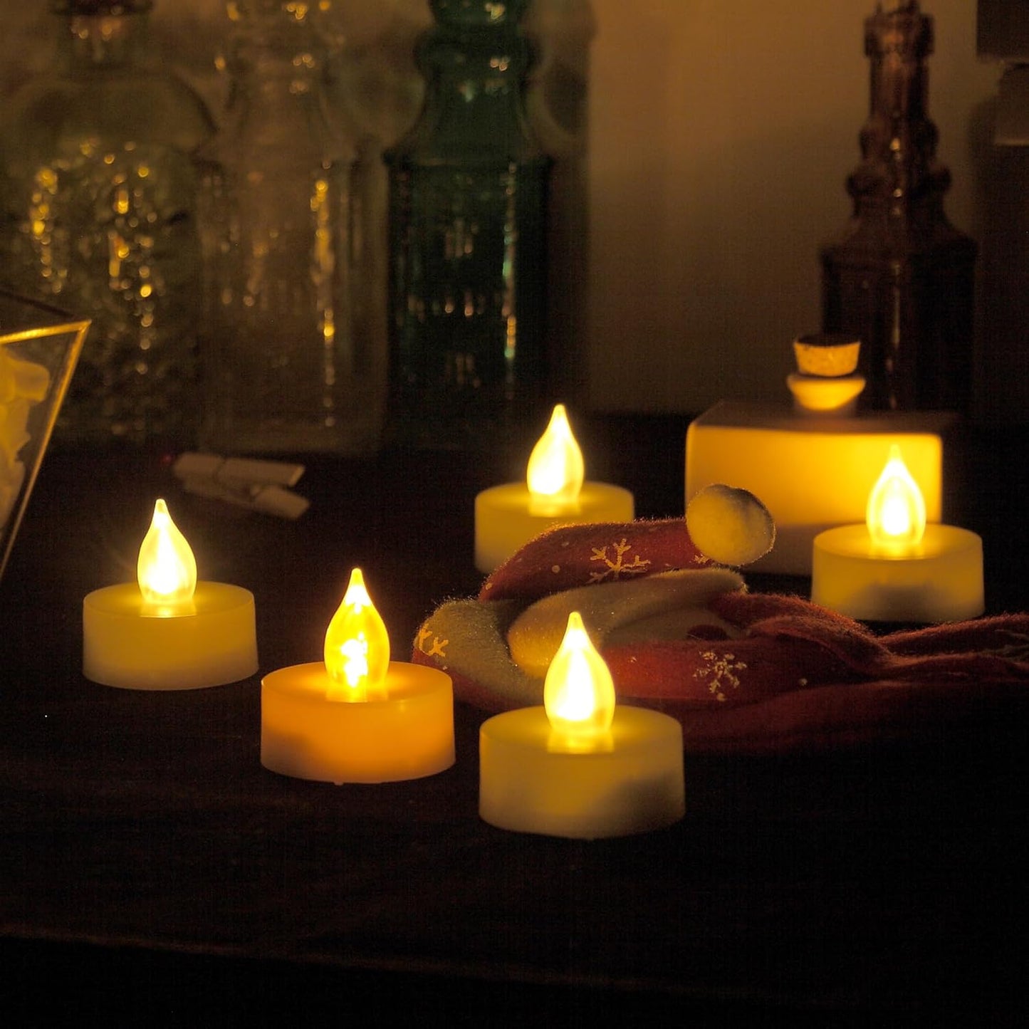 6 Flameless Votive Tealight Candles with 6-hour Daily Cycle Time Flickering Battery Operated Electric Electronic LED Tea Lights, Christmas Décor Xmas Lighting Wedding Party Decorations Batteries Incl.