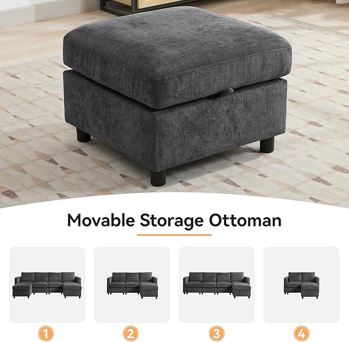WUTUTUEE 83”Modular Convertible L Shaped Couch Set - Image 7