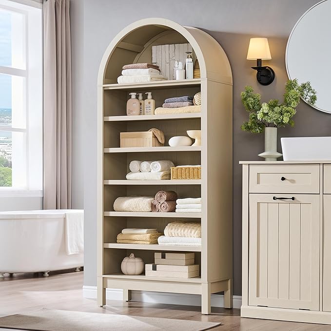 IFGET 71" Tall Arched Bookshelf, 7 Tiers Arch Bookcase - Image 6