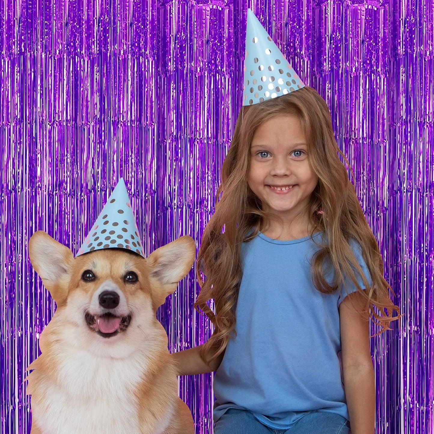 10 Pack Purple Backdrop Curtain 3.2ft x 8.2ft Metallic Tinsel Foil Fringe Curtains Photo Booth Background for Birthday Party Decoration Baby Shower Engagement Wedding Christmas Decoration (Purple)