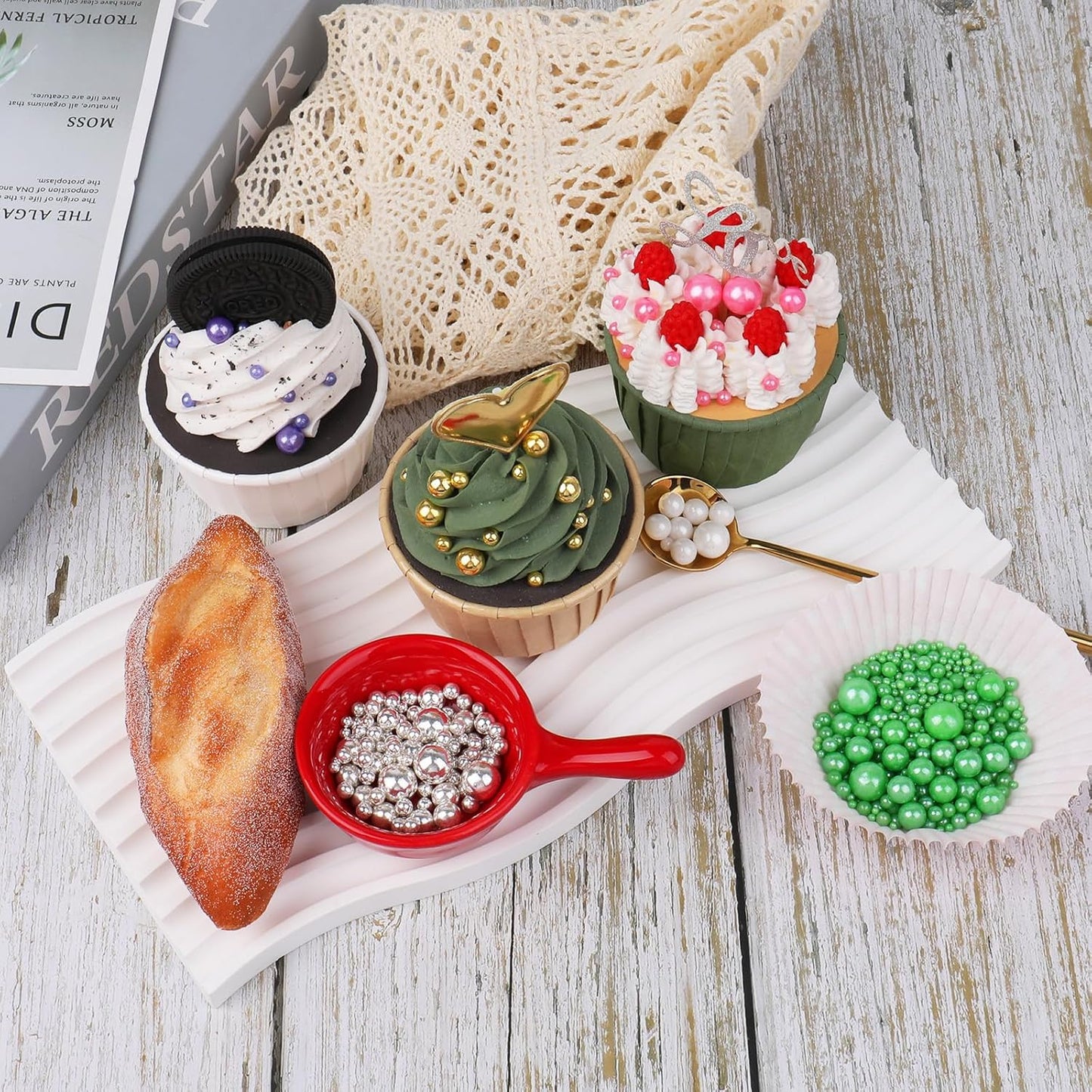 Sprinkles for Cake Decorating, 11Oz 6 Sizes Mix Silver Pearl Sprinkles for Cake Cupcake Ice Cream Donuts Cookie Baking Toppings