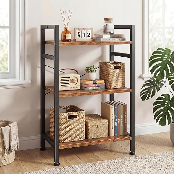 DUMOS 3 Tiers Open Bookshelf, Classic Freestanding Tall Display Shelf, Sturdy - Image 7