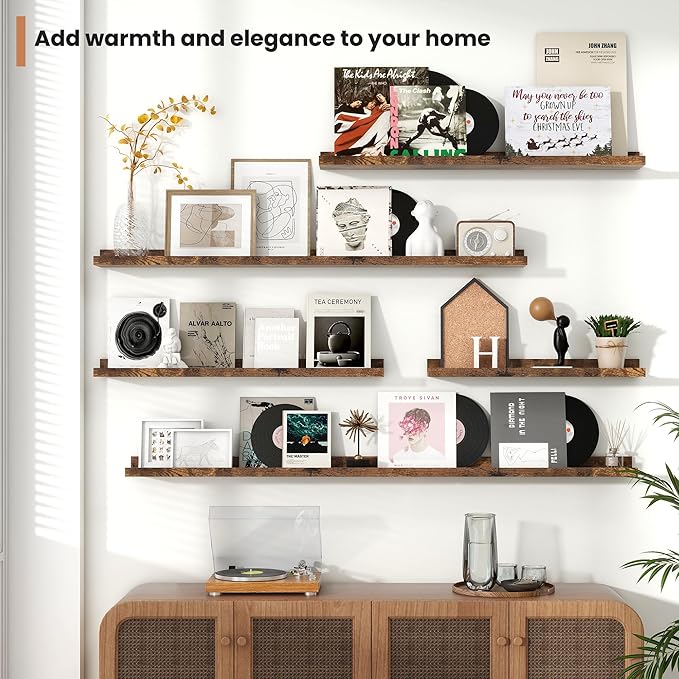 Fun Memories Picture Ledge Shelves Set of 2, 55 Inch Rustic Wall Mounted - Image 7