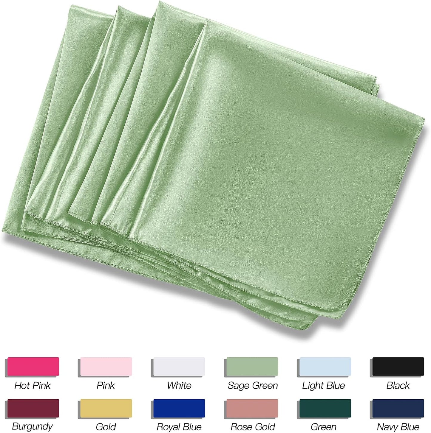 P Pothuiny 24 Pcs Silky Sage Green Satin Napkins 17 x 17 Inches, Square Smooth Wedding Dinner Napkins Satin Cloth Napkins Table Napkins for Banquet Party Restaurant Decor, Thanksgiving, Christmas