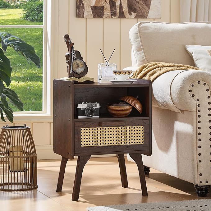 Lerliuo Rattan Nightstands Set of 2, Bedside Table - Image 8