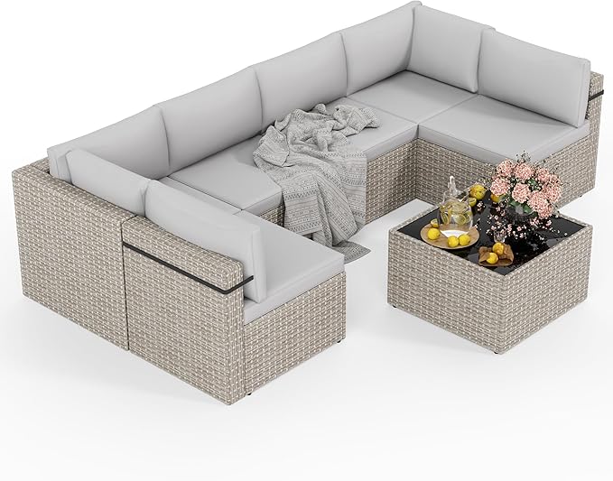 7-Piece Outdoor Sectional Sofa Set, Weather-Resistant Patio Furniture Set - Image 9