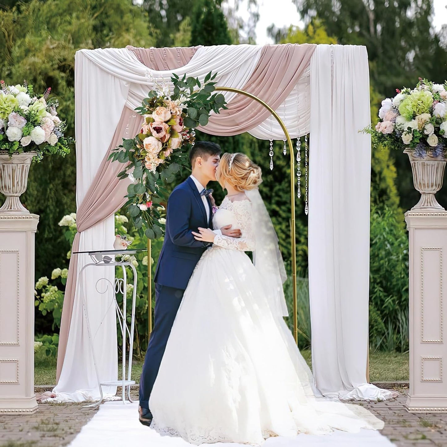 Wedding Arch Backdrop Stand 6FT Gold Wedding Balloon Arched Backdrop Stand Square Arch Frame for Birthday Party Bridal Baby Shower Ceremony Decoration, ZG02-3