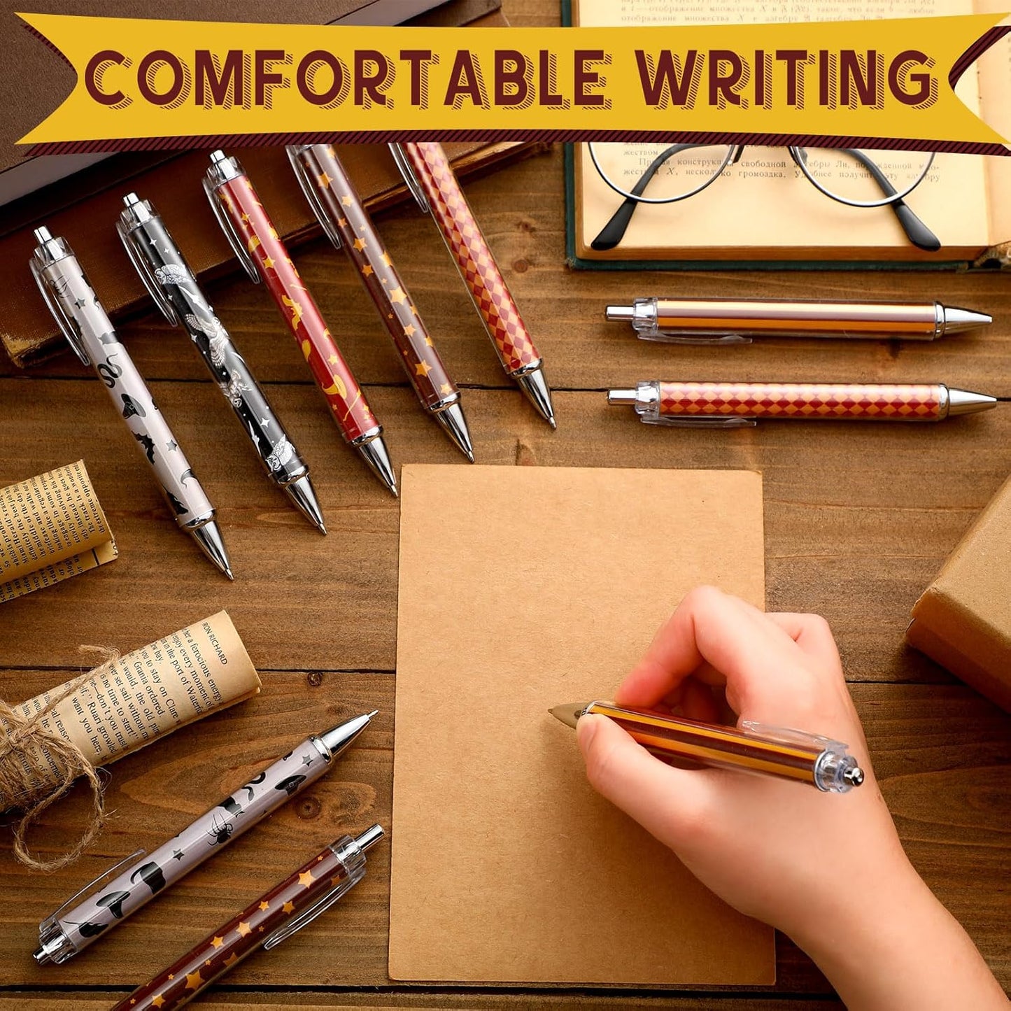 24 Pcs Halloween Party Gift Pens Witch Wizard Favors Castle Ballpoint Pens Wizard Party Supplies Halloween Witch Birthday Decorations for Home Office Game Prizes Gift Bag Fillers