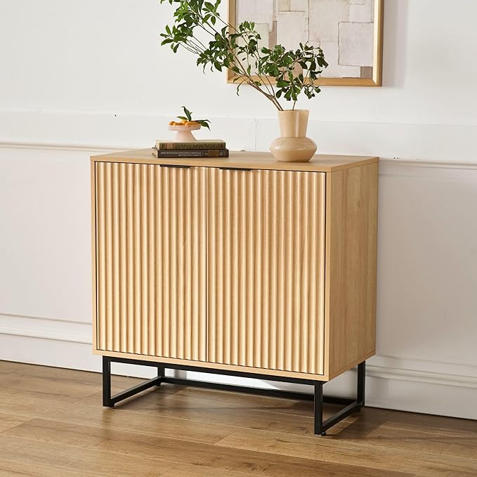 EYYTHUNG Fluted Storage Cabinets Set of 3, Sideboard Buffet Cabinets - Image 9