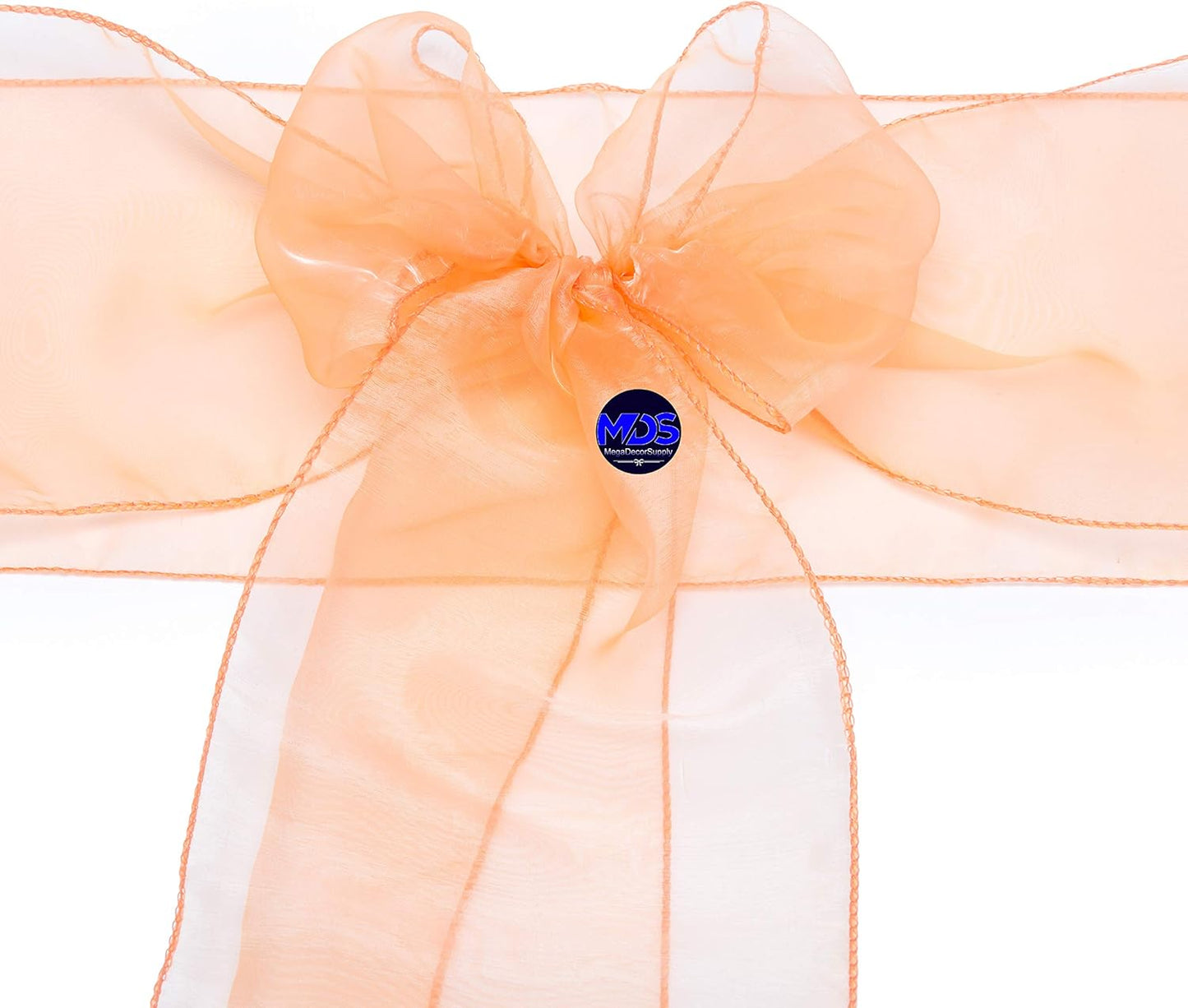 MDS Pack of 200 PCS Organza Chair Sashes Wider Dining Chair Bows Ribbon Tie Back for Wedding Party Birthday Bridal Shower Reception Event Banquet Home Chair Cover Decoration - Peach
