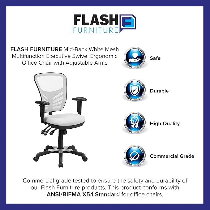 Flash Furniture Nicholas Mid-Back Swivel Office and Gaming Chair, Ergonomic - Image 11