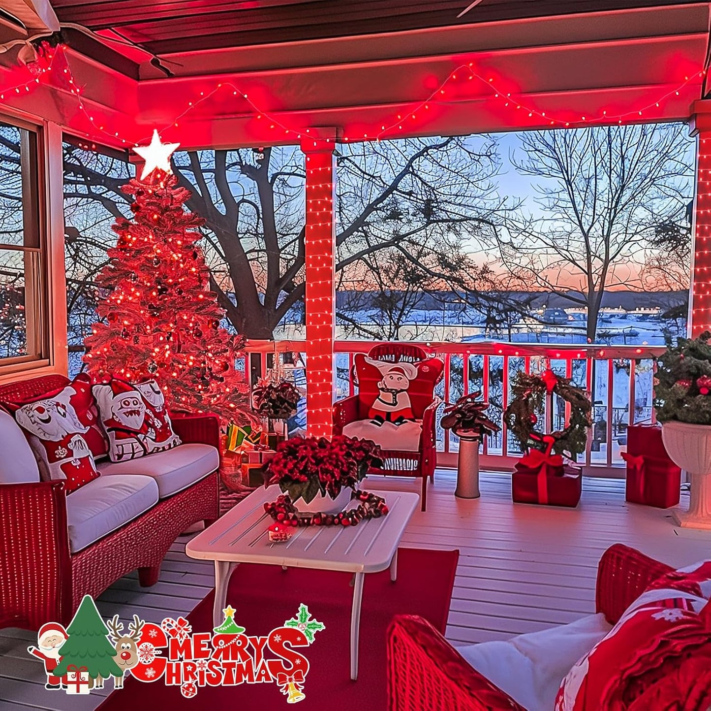 JMEXSUSS 500 LED Red Halloween Lights Indoor Outdoor, 163 FT Clear Wire Red Christmas String Lights Plug in, 8 Modes Christmas Tree Lights Outdoor Waterproof for Tree Bedroom Room Halloween