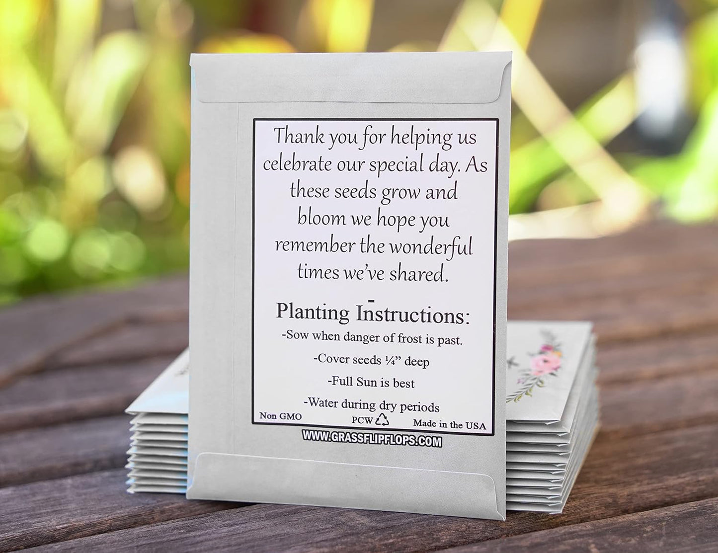 Pre-Filled Wildflower Seed Packet for Wedding Favor Baby Showers Bridal Shower Love Laughter and Happily Ever After Party Favors for Guests - Plant Year-Round Seed Mix - White Pack of 20