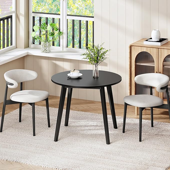HOOBRO Bamboo Dining Table, Round Dining Table - Image 9