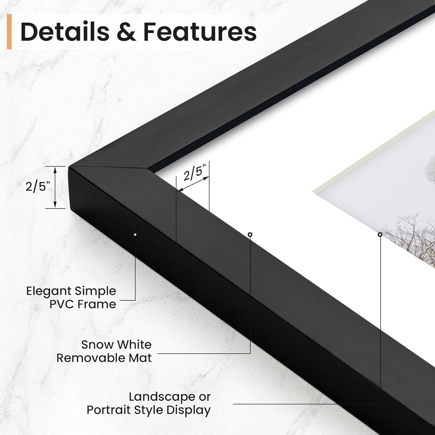 11x17 inch Picture Frame, 11x17 Photo Frames with Removable Mat - High Definition Plexiglass - Vertical and Horizontal Display - Wall Hanging Frame - Black, 5 Pack