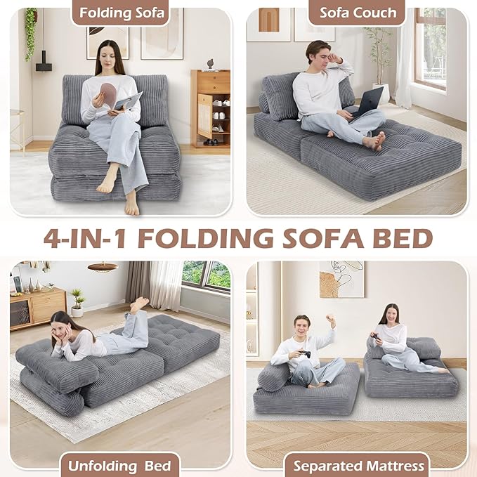 Folding Sofa Bed, Convertible Sleeper Chair - Image 7