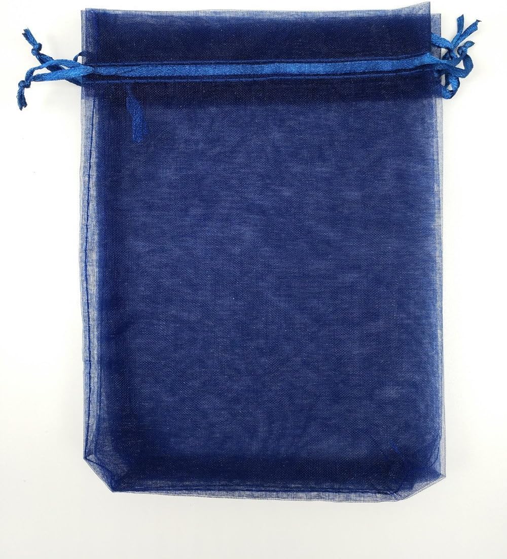 Wudygirl 100PCS Organza Bags 5X7 inch Navy Blue with Drawstring Jewelry Pouch Favor Wedding Favor Bags(Navy Blue 5x7'')