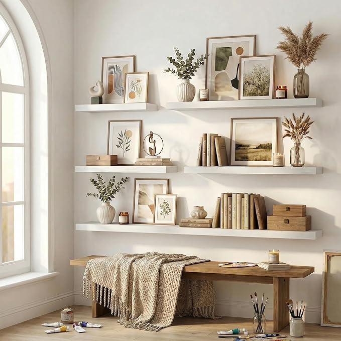 12 inch Deep Floating Shelves for Wall, 24 inch Wide Engineered Wood Wall - Image 7