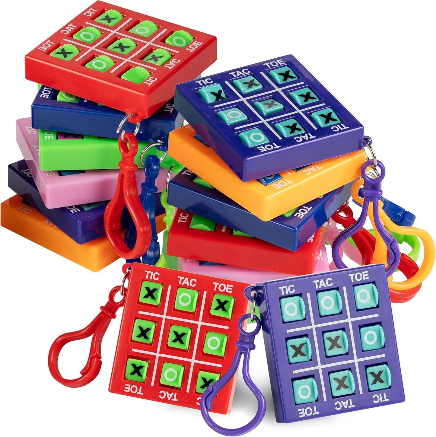 Mini Tic Tac Toe Keychain Games - (Bulk Pack of 12) 2-Inch Travel Tic-Tac-Toe Mini Board Game for Kids, Boys & Girls Party Favors, Goody Bag Stuffers, Classroom Prizes, Backpacks, Birthday Gifts