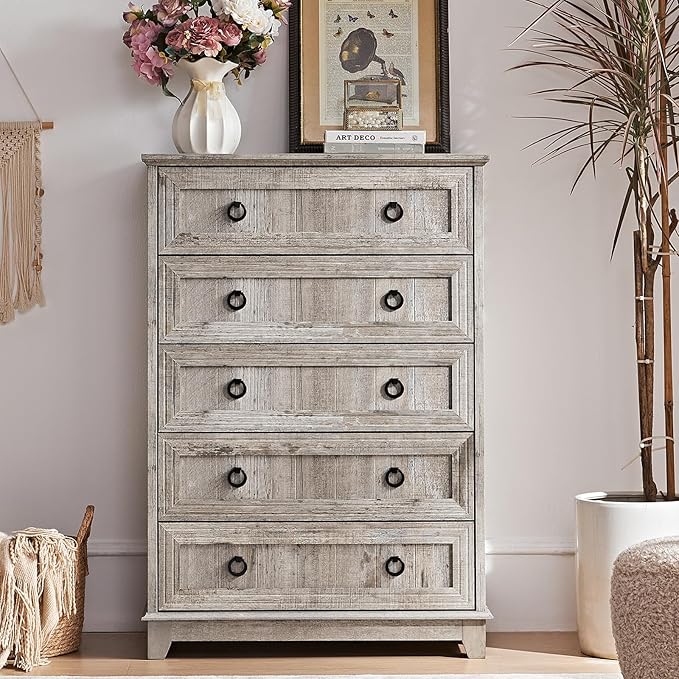 Joaxswe Farmhouse 5 Drawer Dresser - Image 6