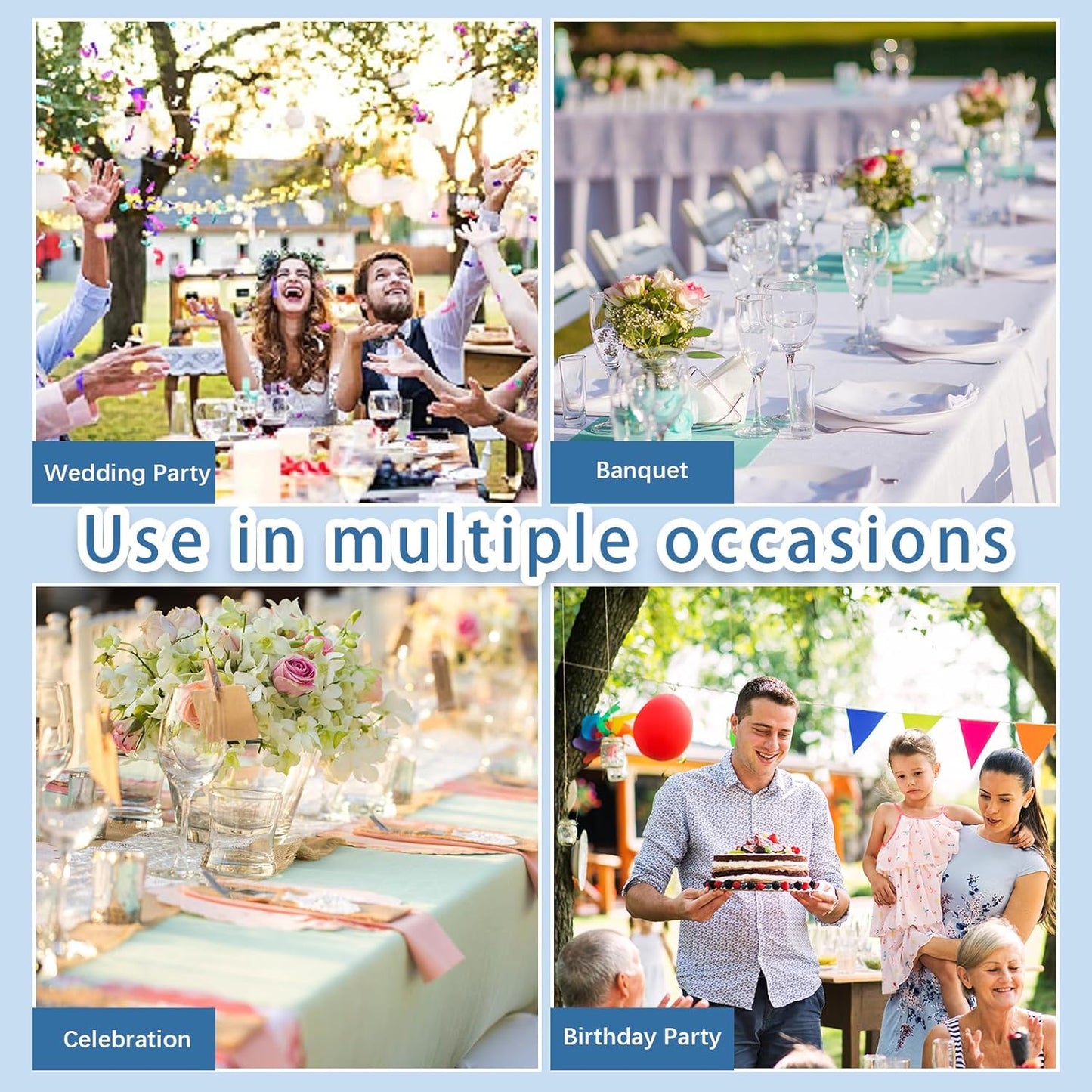 CHENGU 150 Pieces Spandex Stretch Chair Sashes Bows Elastic Chair Cover Bands Ties with Buckle Slider for Wedding Party Reception Events Universal Ceremony Banquet Decorations(Dusty Blue)