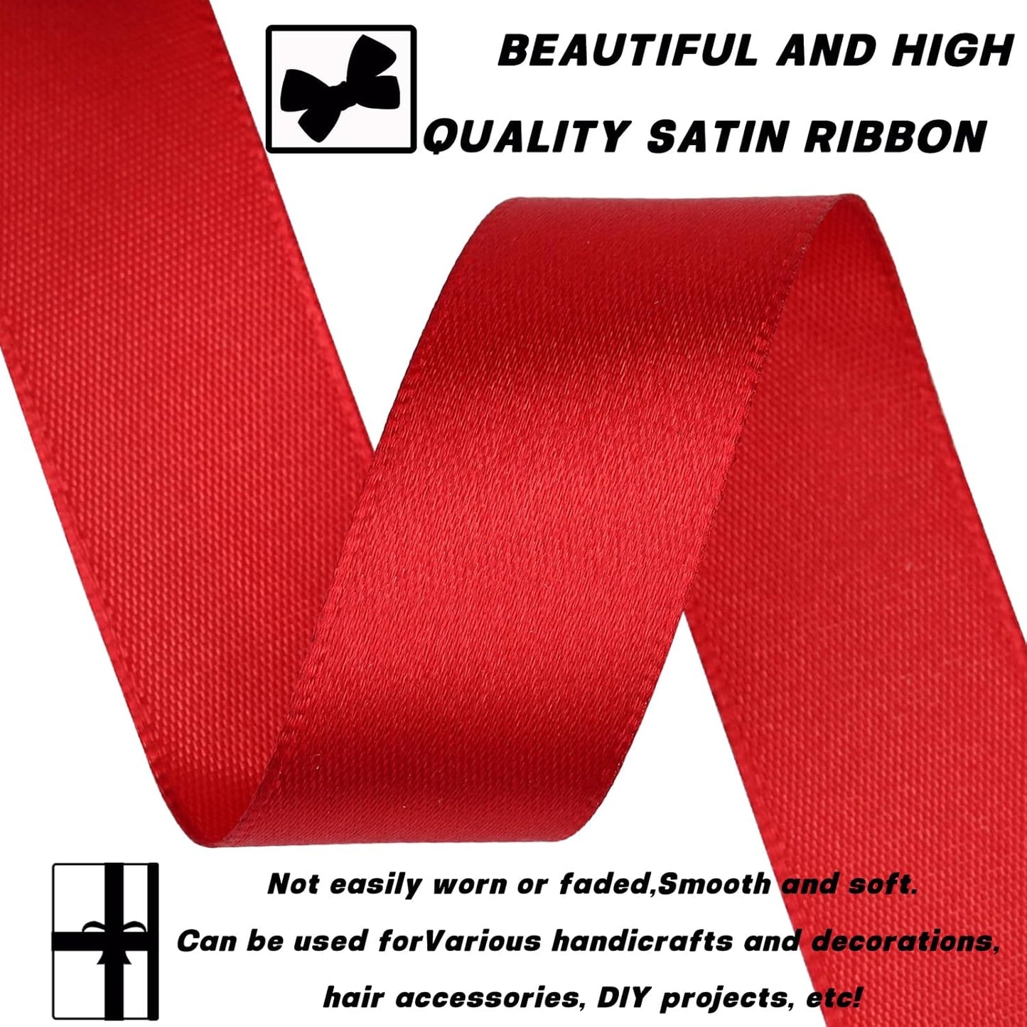 Wine Red 7/8 Inch 60 Yards Satin Craft Ribbon - Single Face Polyester Ribbon for Handmade Roses, Gift Wrapping, Timeless Flower, Bouquets, Wedding and Party Decoration