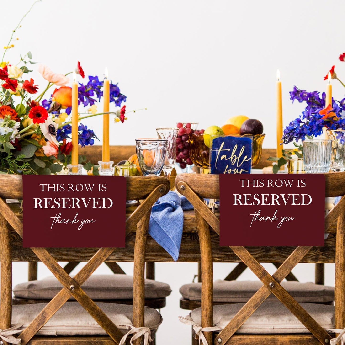 Reserved Seating Chair Signs, This Row Is Reserved Pew Cloths Seating Placeholder for Church Pews, Burgundy Wedding Decorations for Reception Parties Celebrations Event (Burgundy, 4 PCS)