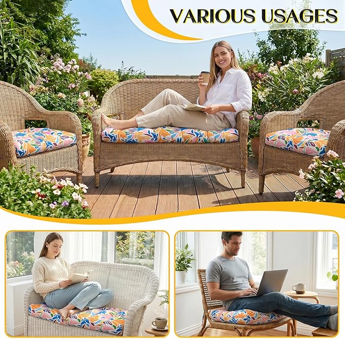 1 MIDDLE ONE Wicker Chair Cushions 3 Pieces Set - Image 7