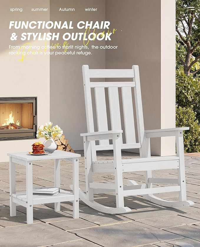 KINGYES Oversized Outdoor Rocking Chair Set of 4, All-Weather Patio Rocking - Image 9