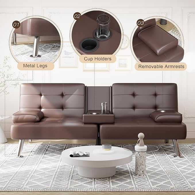 Shahoo Convertible Folding Futon Sofa Bed Sleeper Couch - Image 5