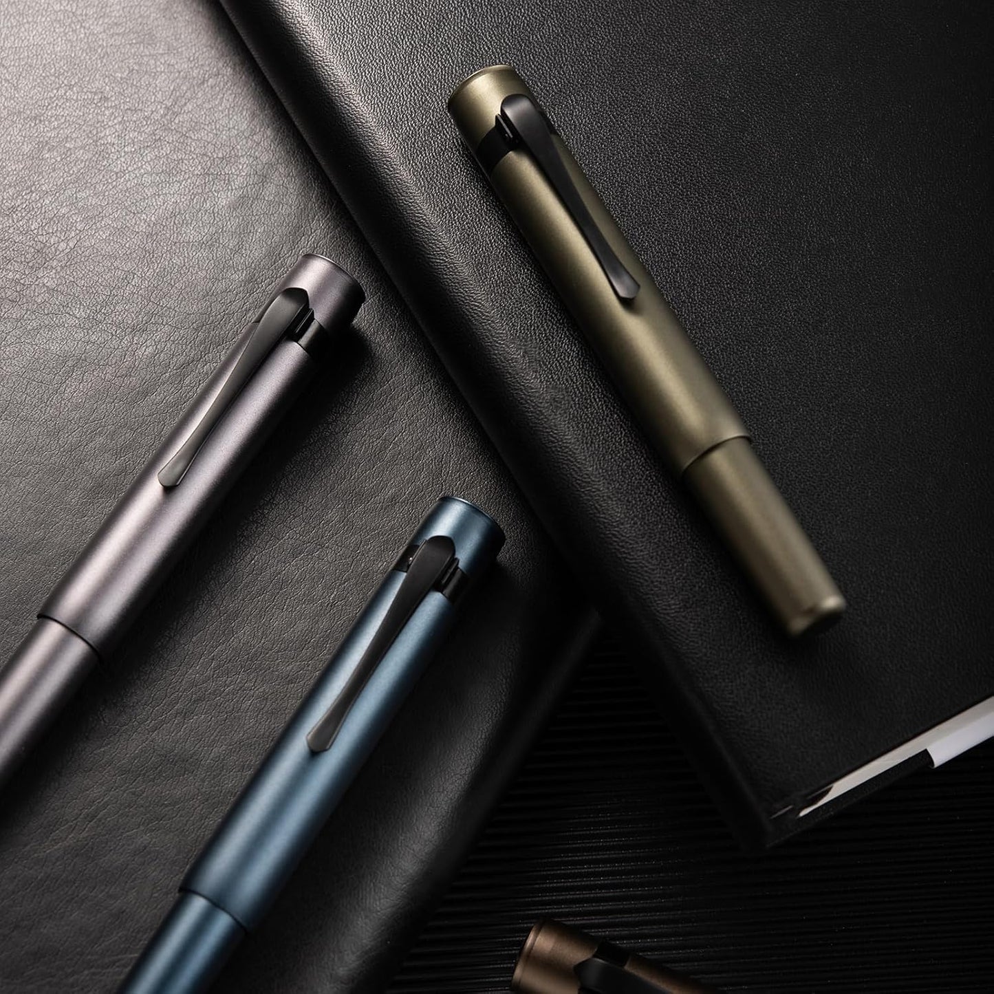Hongdian M2 Black Forest Mini Fountain Pen, Bent Nib & Sleek Shape Aluminium Short Pocket Travel Pen (Space Gray)