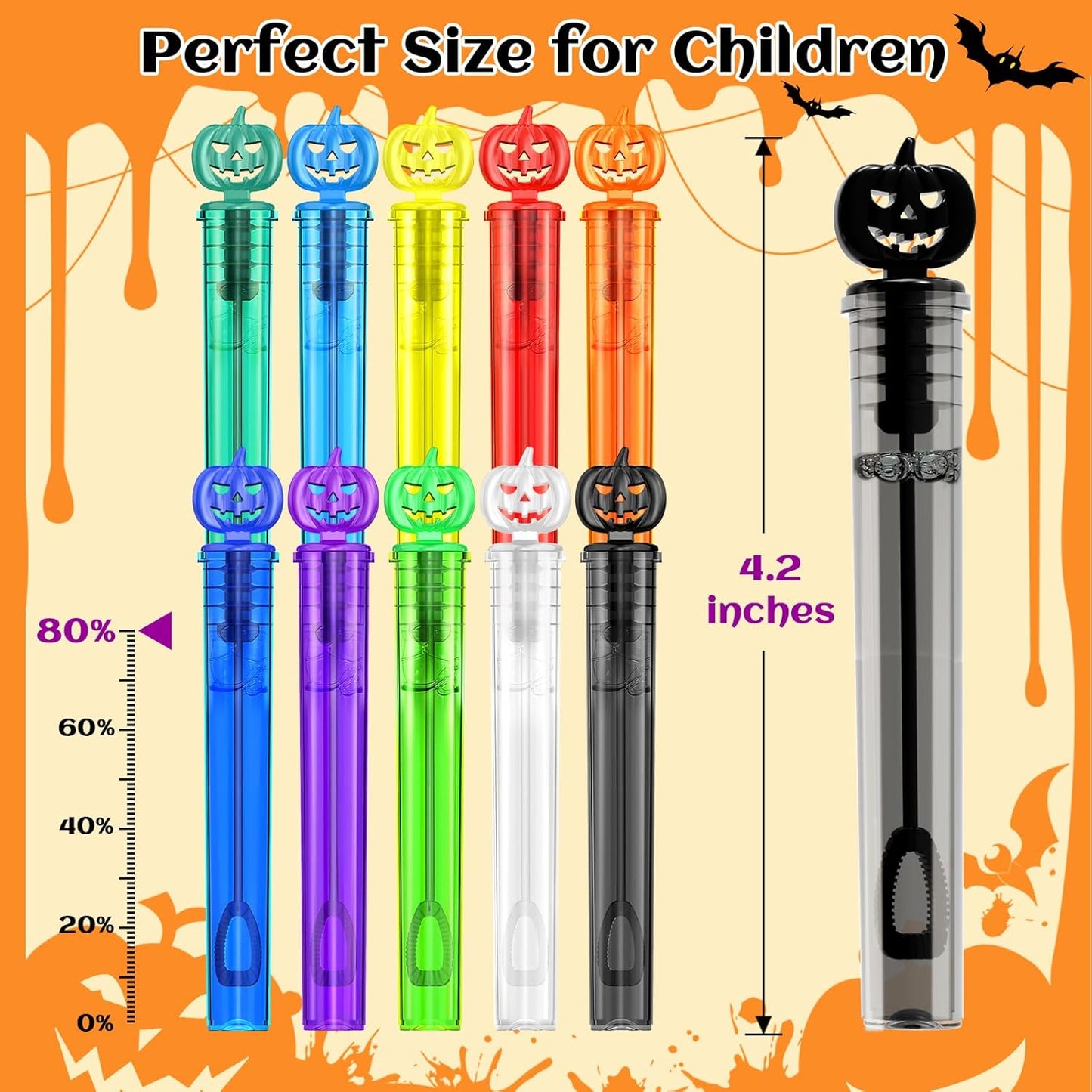 SpringFlower 200 PCS Halloween Party Favor, Bubble Wands for Kids, Halloween Treats Toys, Girls Boys Classroom Prizes, Halloween Gifts For Trick Or Treating