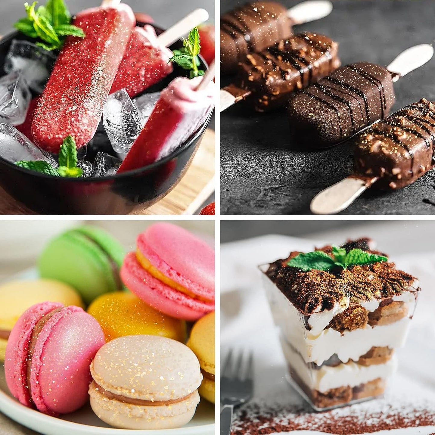 Aheroi Edible glitter Set of 15, Food Grade Edible Powder ocktail Glitter Shimmering Glitter for Drinks, Luster Dust Sprinkles Powder Glitter for Fondant Cake Decorating(4g/0.14oz)