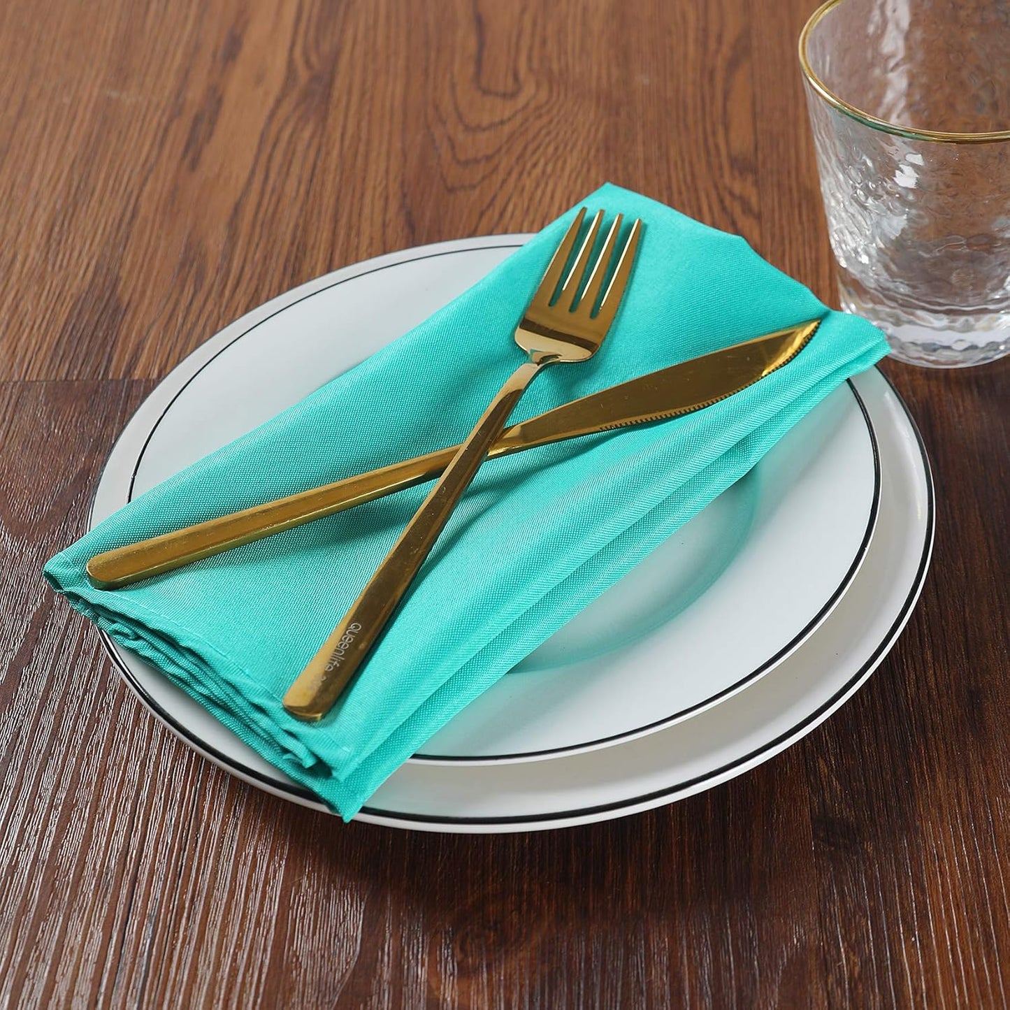 Cloth Napkins 17x17 inch Washable Polyester Dinner Napkins Soft Table Napkins for Wedding Party Dining Banquet(Turquoise,50PCS)