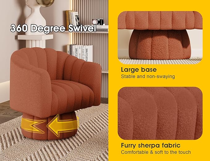 Dewhut Swivel Accent Chair, 360° Swivel Barrel Chair - Image 6