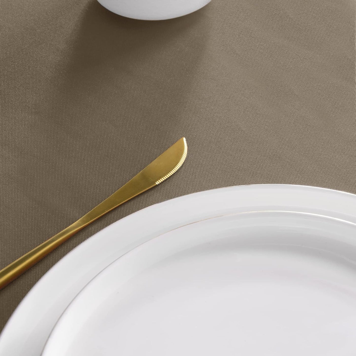 sancua Round Tablecloth - 60 Inch - Water Resistant Spill Proof Washable Polyester Table Cloth Decorative Fabric Table Cover for Dining Tables, Buffet Parties and Camping, Taupe