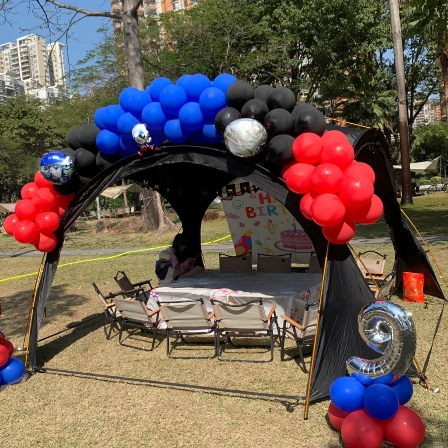 FunHot Red and Blue Balloons, 60 Pcs Red Black Blue Balloons, 12 Inch Metallic Silver Latex Balloon Helium Blue Confetti Balloon for Graduation Baby Shower Boys Kids Birthday Party Decorations