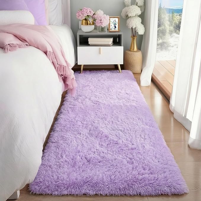 PAGISOFE Fluffy Purple Rug 2' x 6' Shaggy Runner Rugs - Image 8