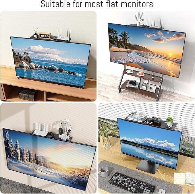 CABTE Adjustable Steel TV Top Shelf, Floating TV Stand, Universal Monitor Shelf - Image 7